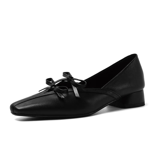 French Square-Toe Bow Heels