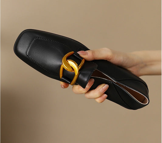 Classic Metal Buckle Loafers
