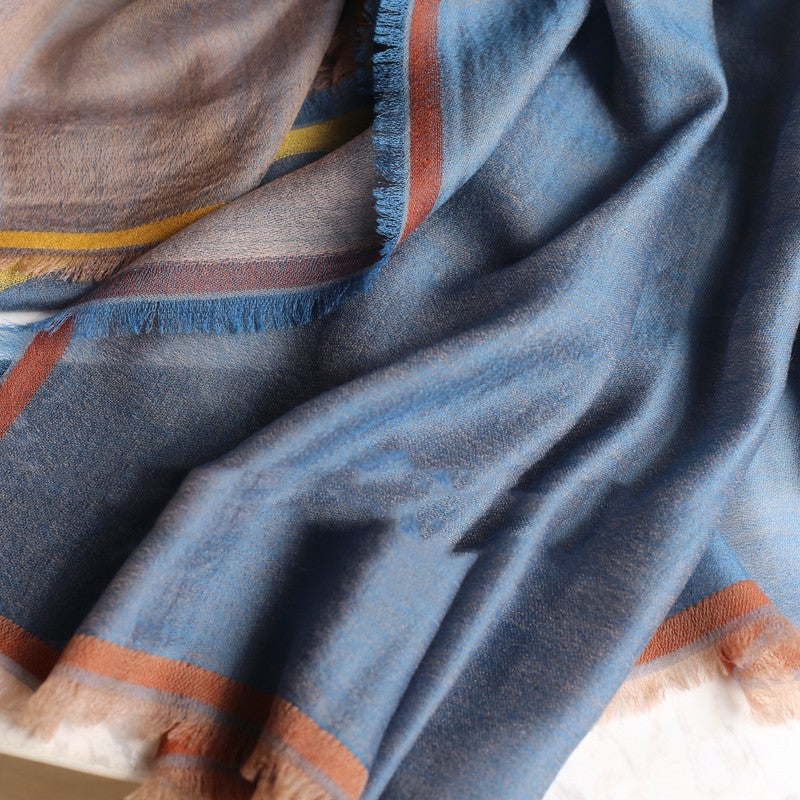 Cashmere Scarf with Velvet Ring
