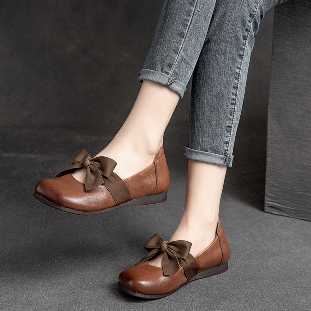 Leather Bow Flats