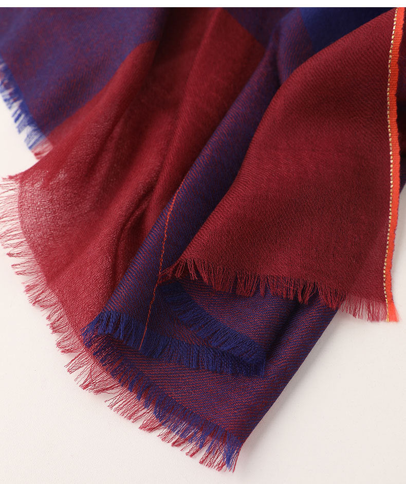 Long Plaid Woven Scarf