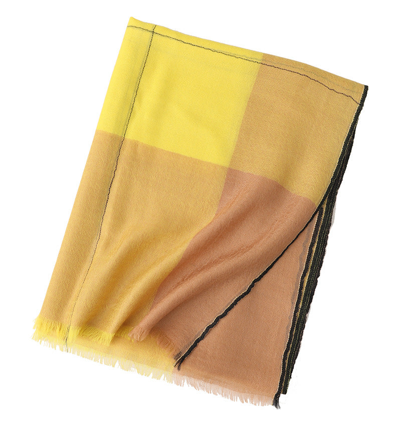 Long Plaid Woven Scarf