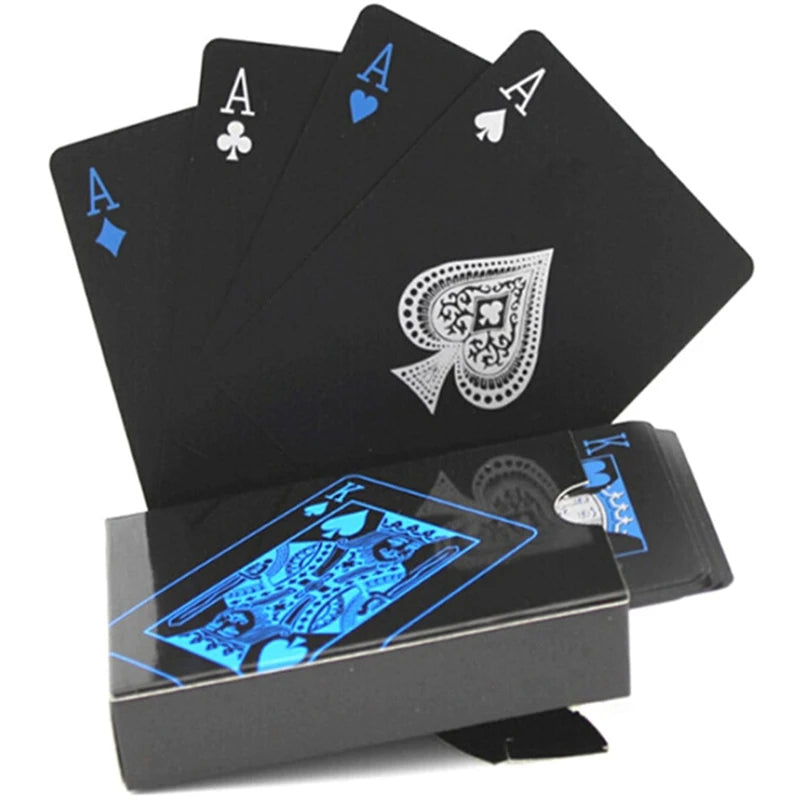 Black & Blue Playing Cards – Waterproof PVC Deck with Red & Yellow Suits