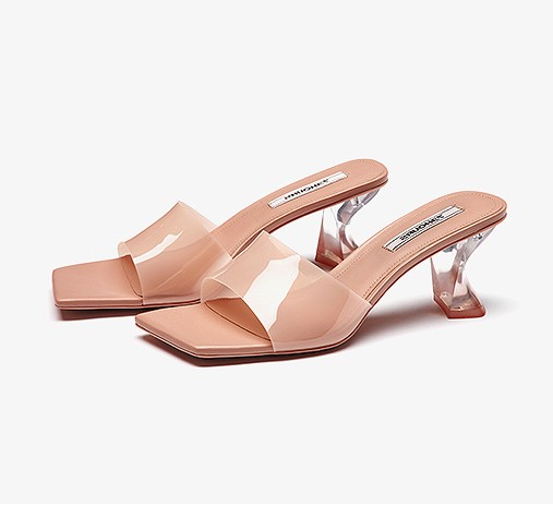 Crystal Heel Mule Sandals