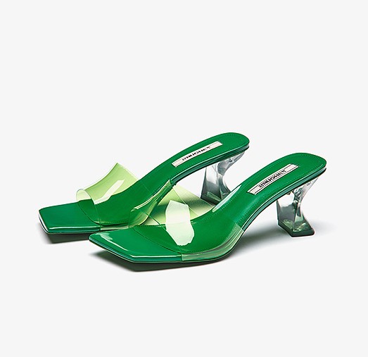 Crystal Heel Mule Sandals