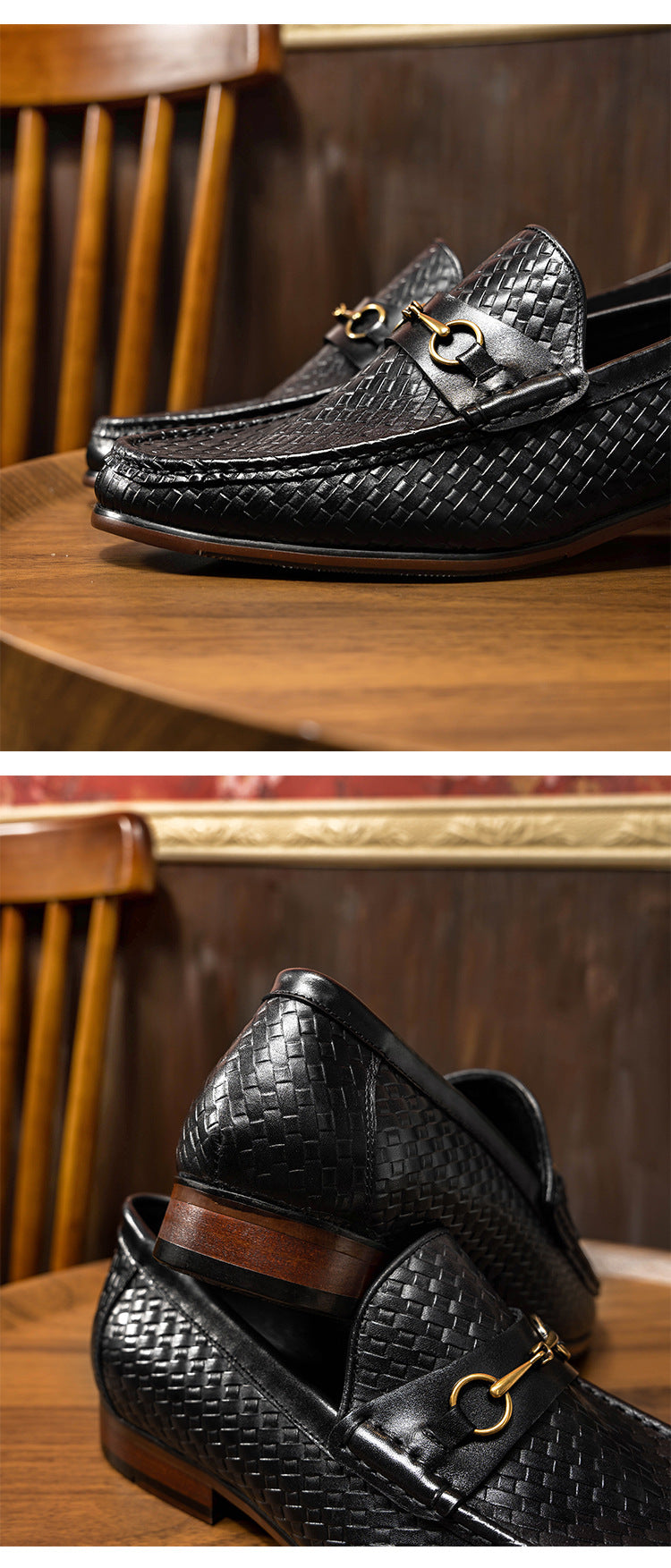 Men’s Woven Leather Loafers