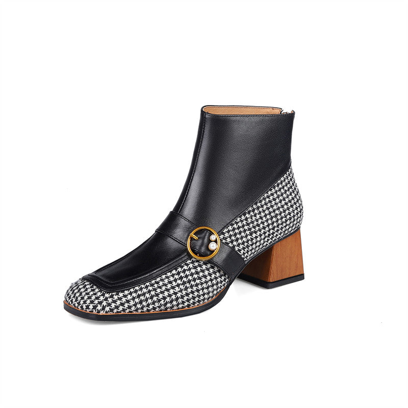 Retro Block Heel Ankle Boots