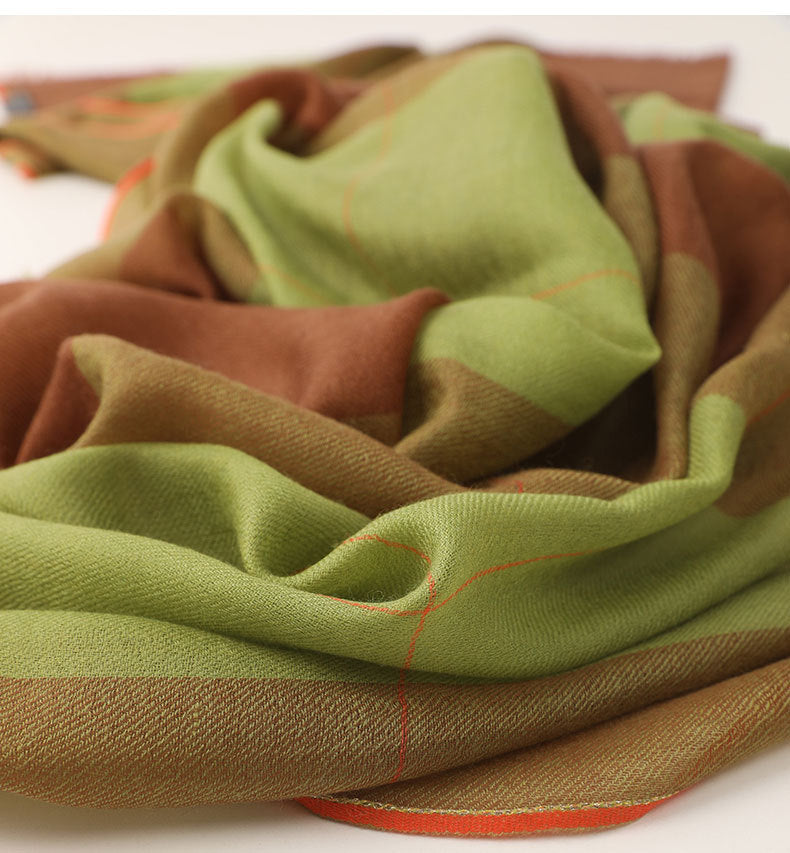 Long Plaid Woven Scarf