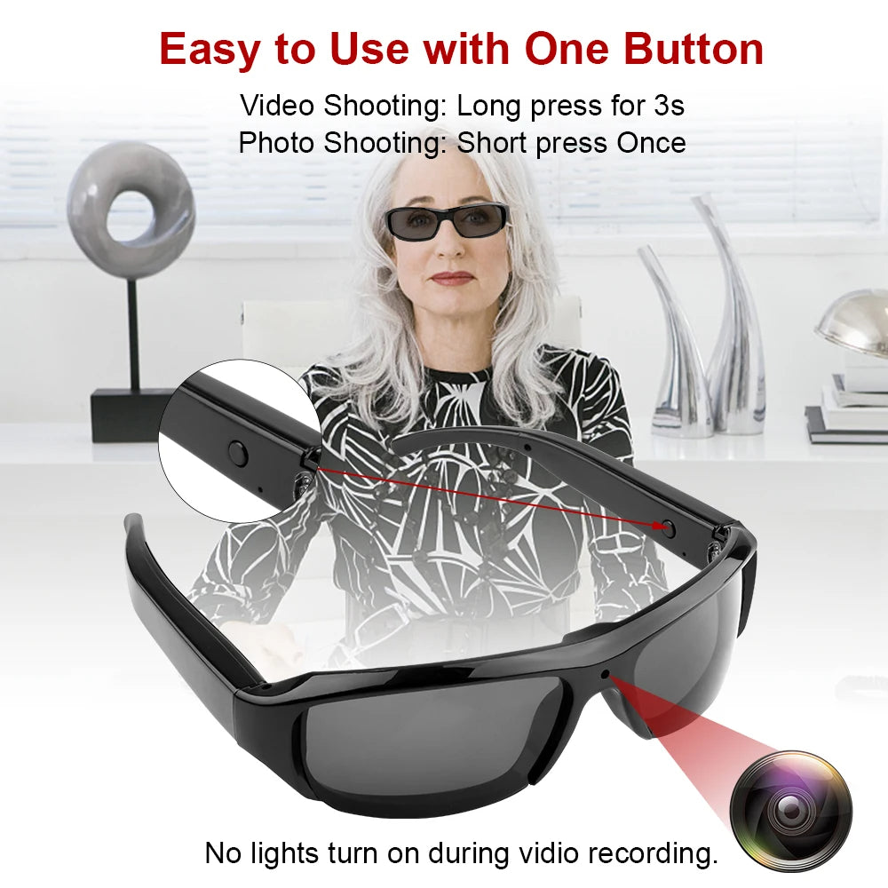 Mini Wearable Camera Glasses – Discreet Action Cam Sunglasses