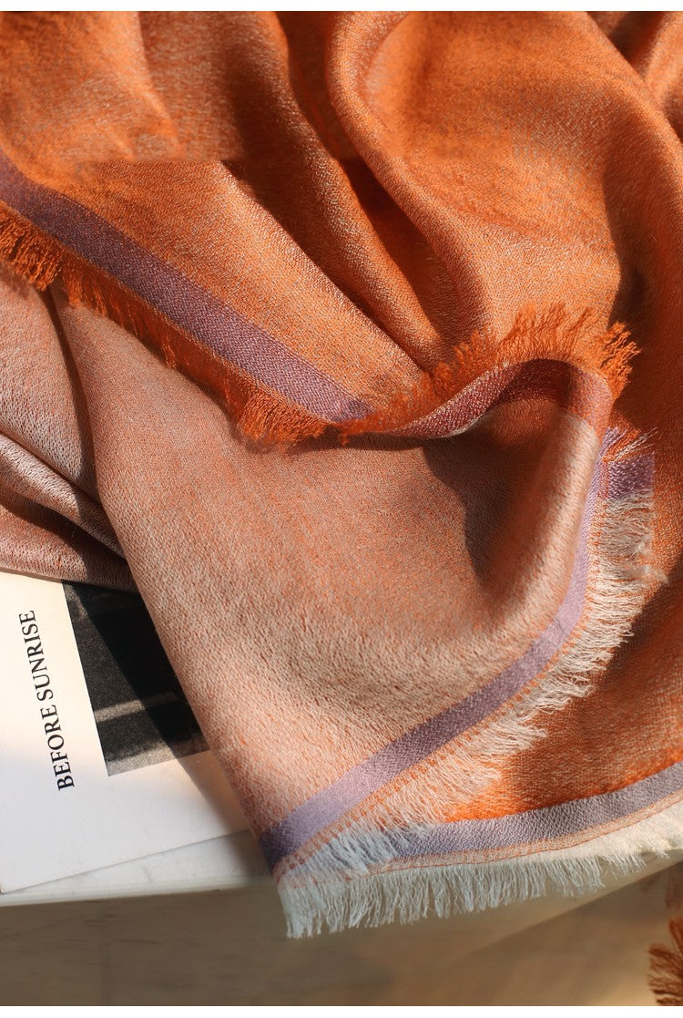 Cashmere Scarf with Velvet Ring