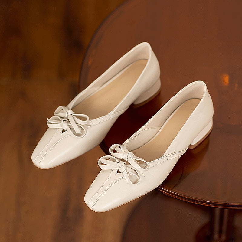 French Square-Toe Bow Heels