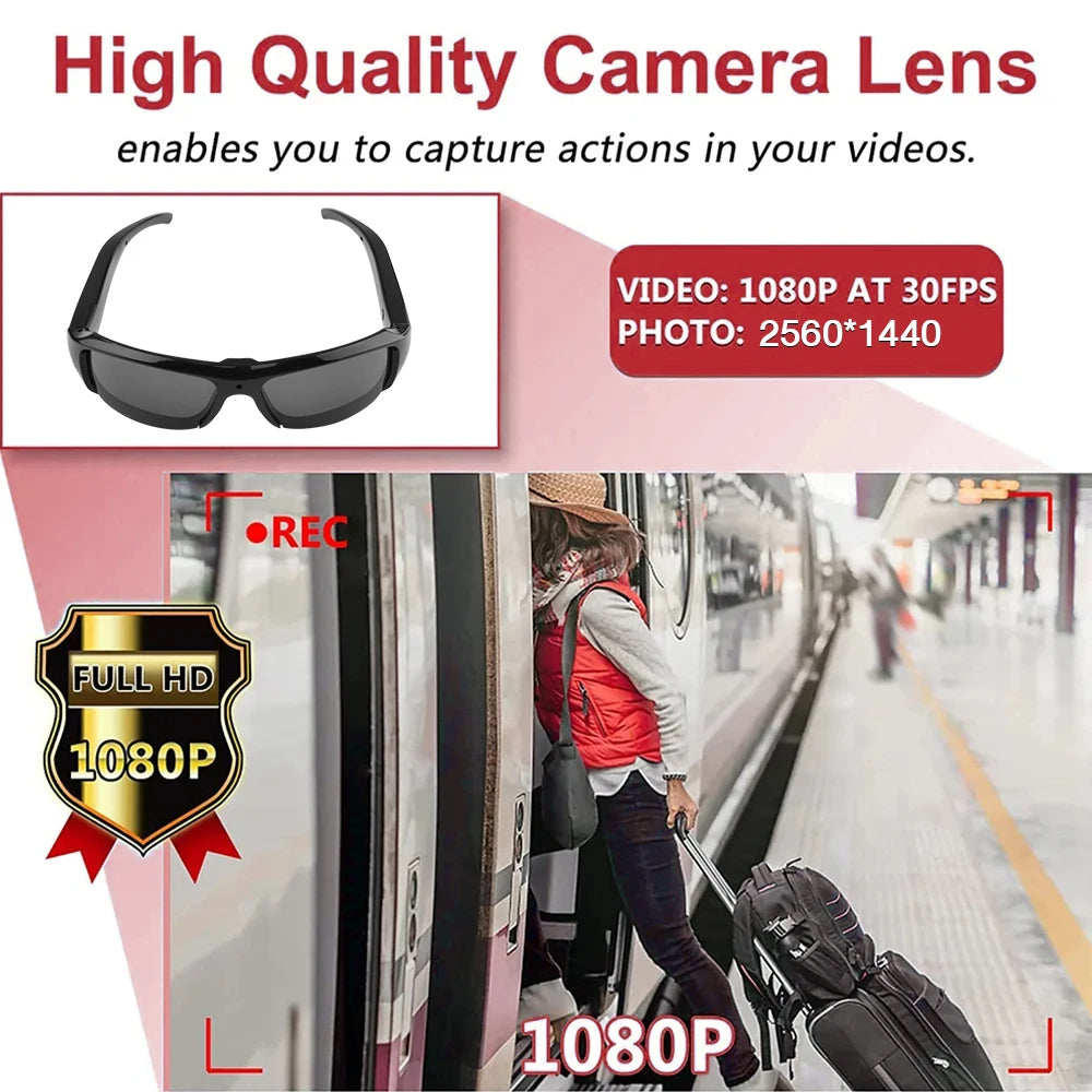 Mini Wearable Camera Glasses – Discreet Action Cam Sunglasses
