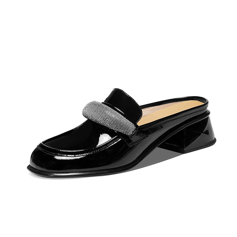 Crystal Buckle Mule Heels