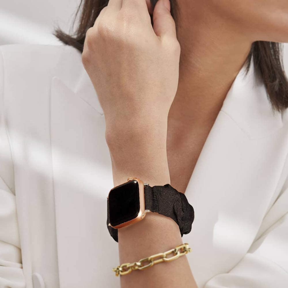 Elastic Scrunchie Apple Watch Band - Black