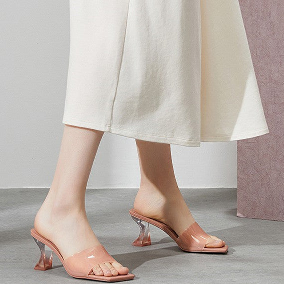Crystal Heel Mule Sandals