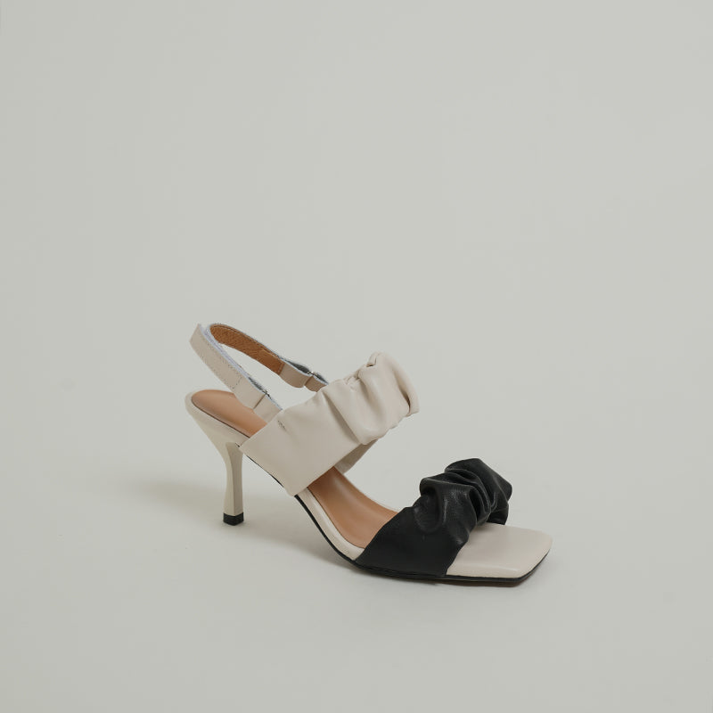 Color-Block Leather Heeled Sandals