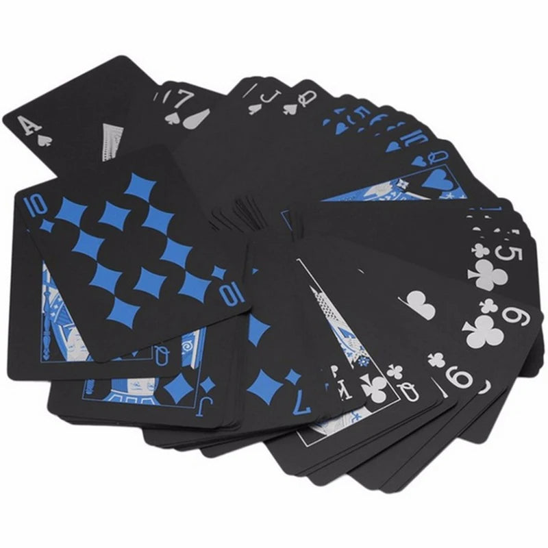 Black & Blue Playing Cards – Waterproof PVC Deck with Red & Yellow Suits