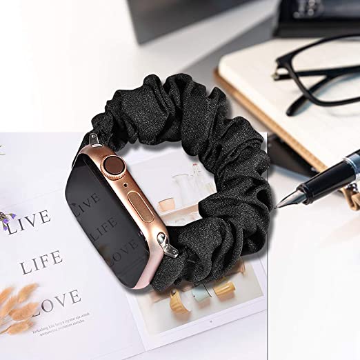 Elastic Scrunchie Apple Watch Band - Black