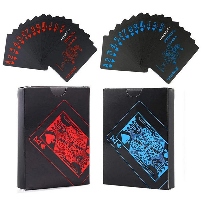 Black & Blue Playing Cards – Waterproof PVC Deck with Red & Yellow Suits