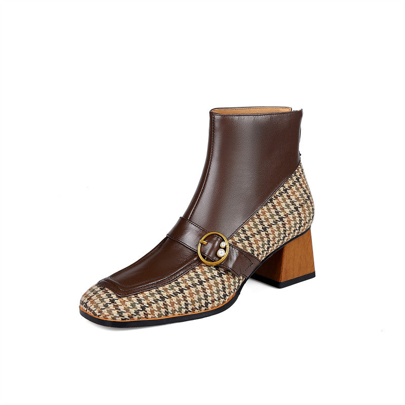 Retro Block Heel Ankle Boots