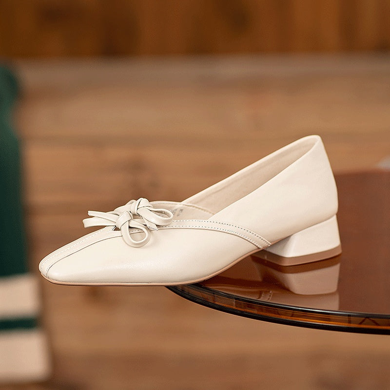 French Square-Toe Bow Heels