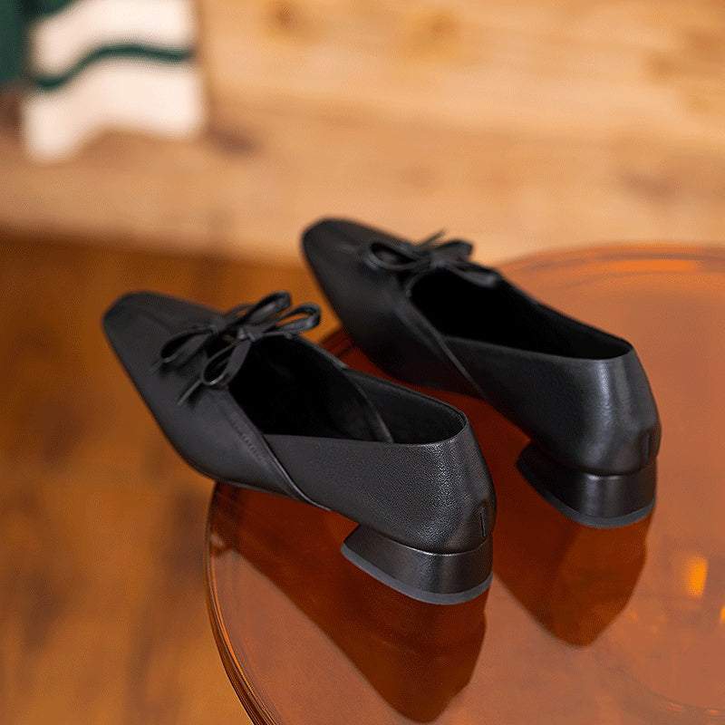 French Square-Toe Bow Heels