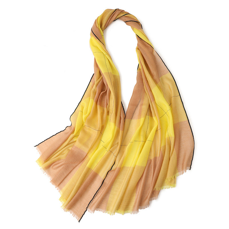 Long Plaid Woven Scarf