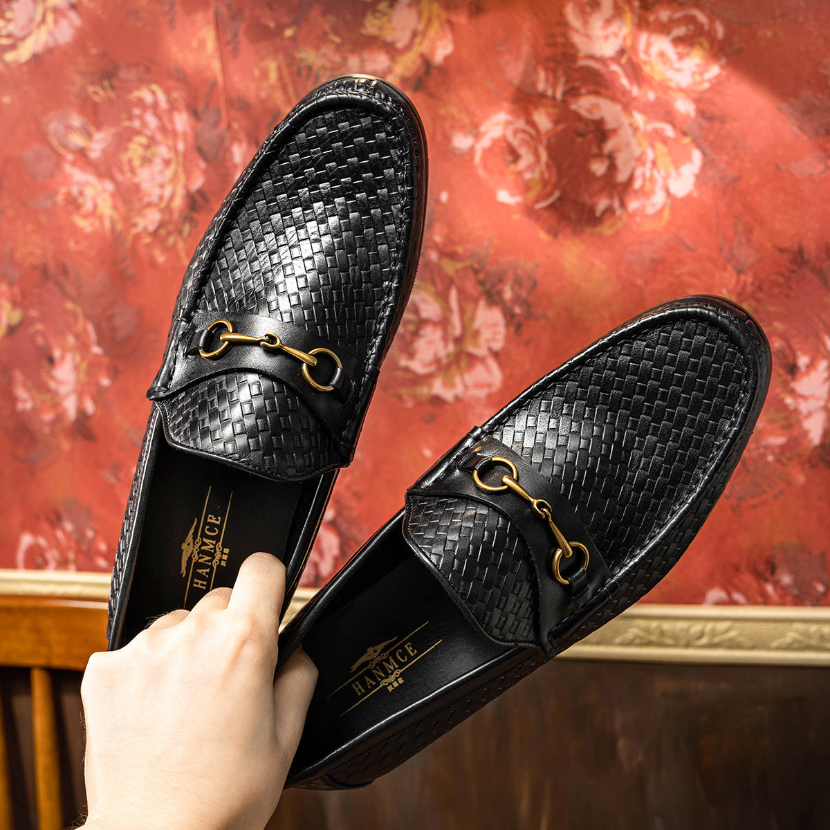 Men’s Woven Leather Loafers