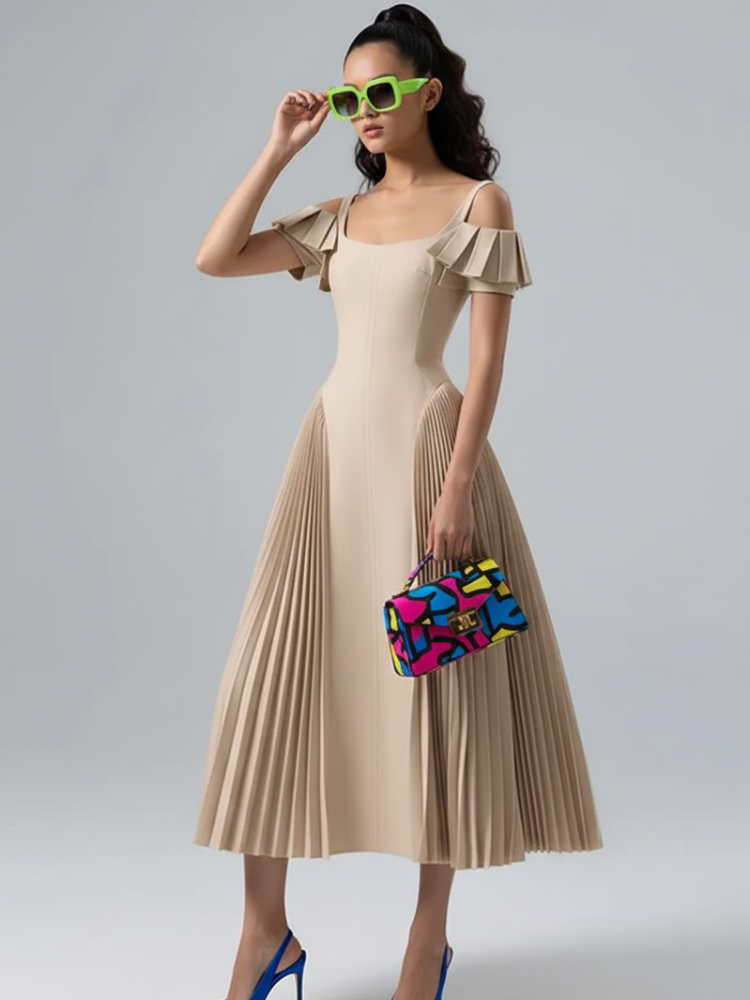 Camisole Backless Party Dress With Pleated and Patchwork Details for Women, SoHo