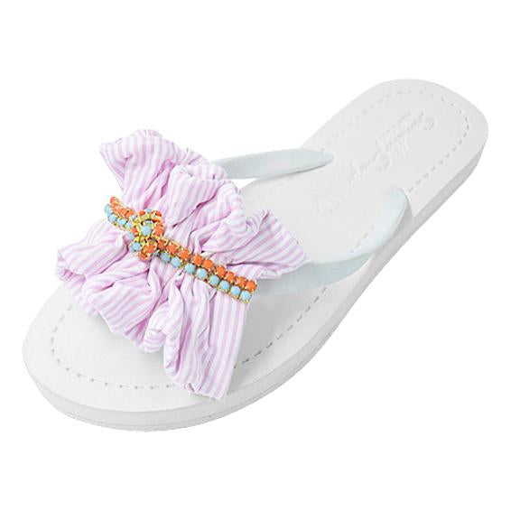 Pink Hudson Stripe Ruffle Flip Flops
