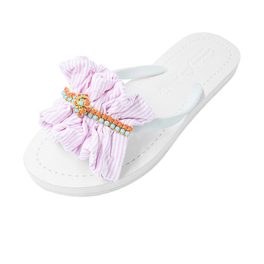 Pink Hudson Stripe Ruffle Flip Flops