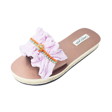 Pink Hudson Ruffle Stripe Espadrille Flats