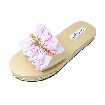 Pink Hudson Ruffle Stripe Espadrille Flats