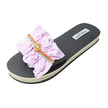 Pink Hudson Ruffle Stripe Espadrille Flats