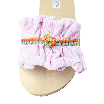 Pink Hudson Ruffle Stripe Espadrille Flats