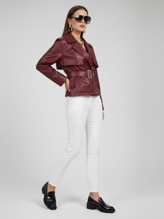 Women's Collared Zip Jacket BURGUNDY - RED HOOK