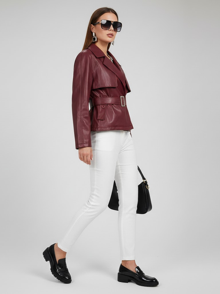 Women's Collared Zip Jacket BURGUNDY - RED HOOK