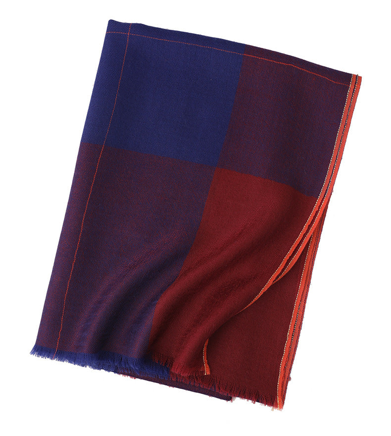 Long Plaid Woven Scarf