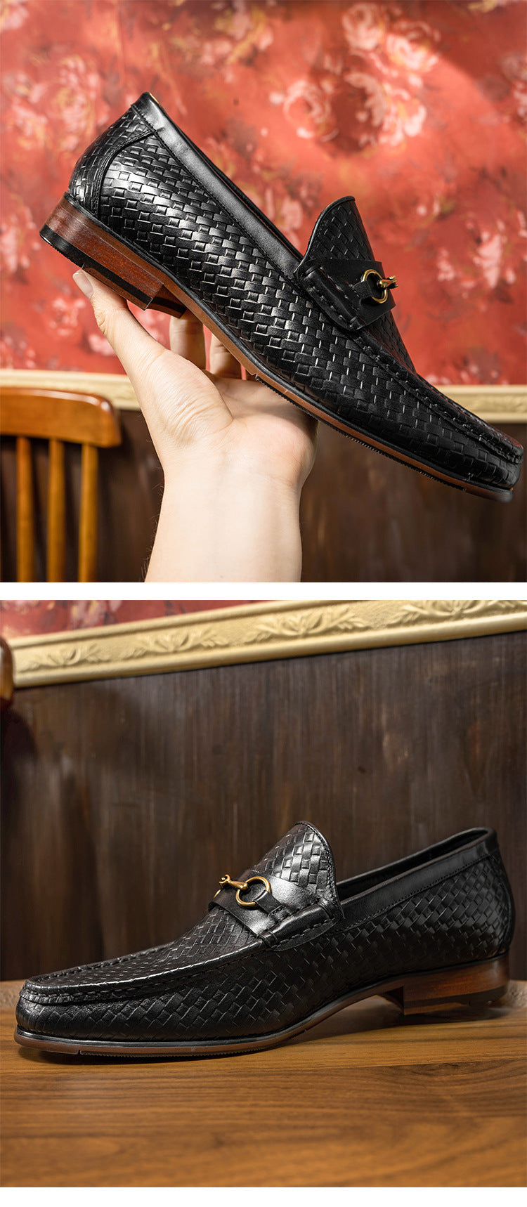 Men’s Woven Leather Loafers