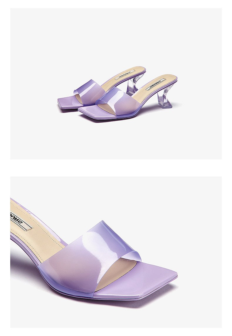 Crystal Heel Mule Sandals
