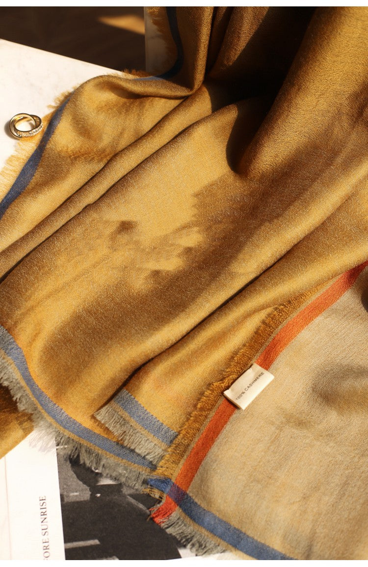 Cashmere Scarf with Velvet Ring