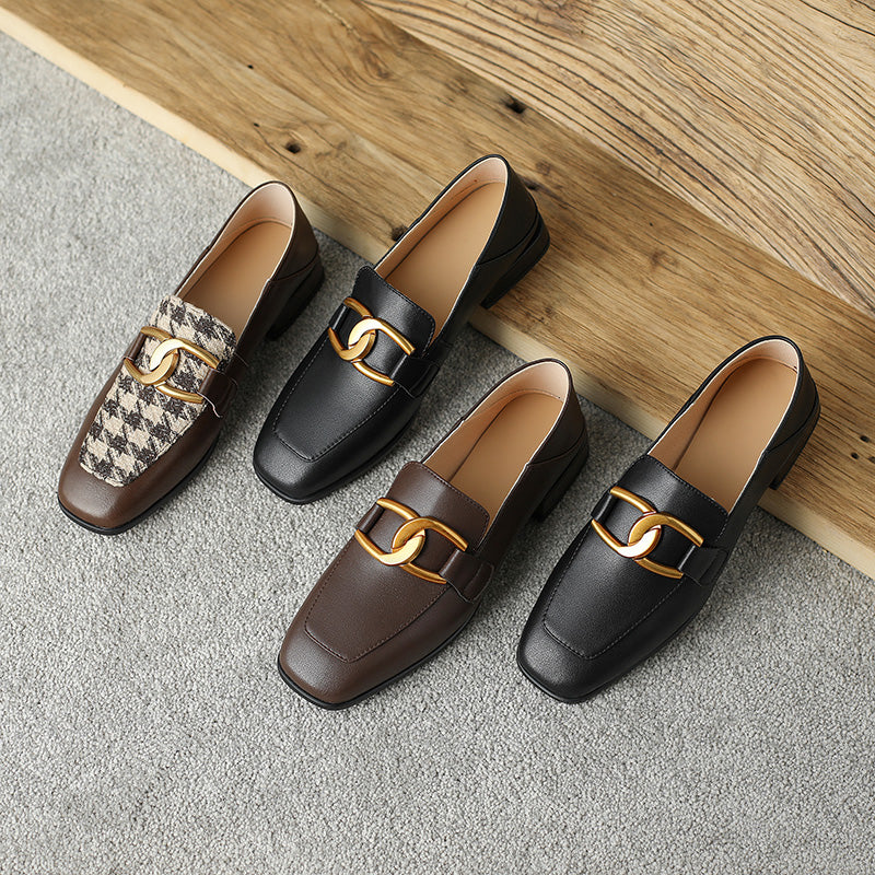 Classic Metal Buckle Loafers