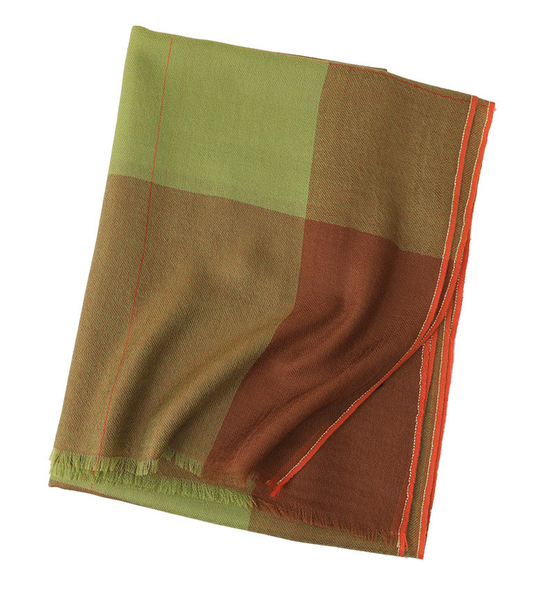 Long Plaid Woven Scarf