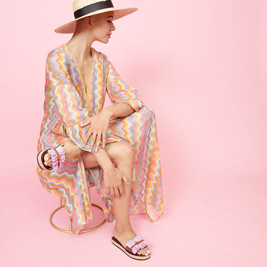 Pink Hudson Ruffle Stripe Espadrille Flats